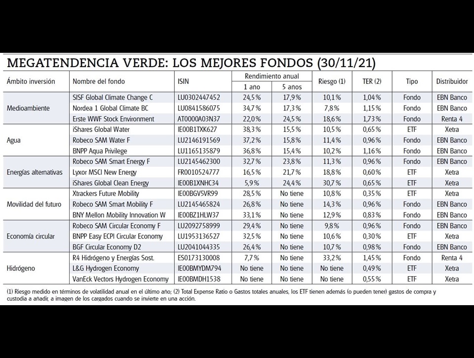 Los mejores fondos para apostar por la megatendencia verde
